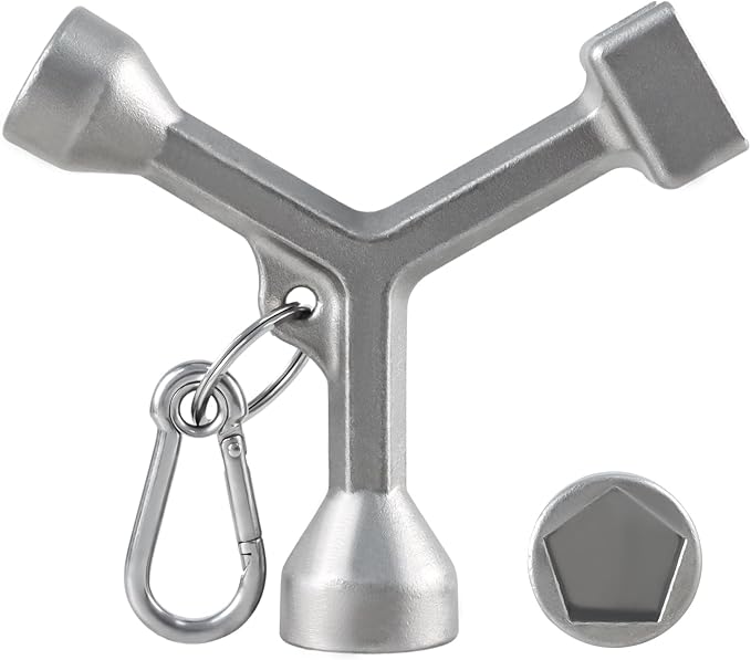 Meter Curb Box Key Wrench for Meter Pit Cover with Pentagon Nut Water Meter Valve Shut Off Tool Meter Box Covers Key Meter Pit Lids Key for Standard and Large Pentagon Bolts