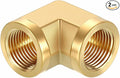 2 Pack Brass Pipe Fittings, 90 Degree 3/8" NPT FeMale to 3/8" NPT FeMale Barstock Street Elbow, Forged Pipe Fitting Connector for Air, Oil, LP