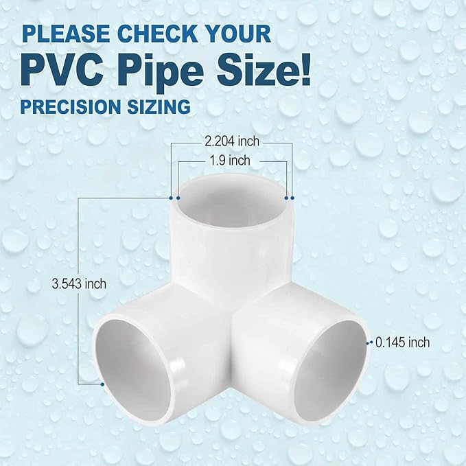 4 Pack 1 1/2" SCH40 PVC Elbow Pipe Fitting, 3-Way PVC Elbow Corner Side Outlet Tee Fitting, Furniture Grade Pipe Connectors for DIY Project, Pond Protection, Socket x Socket, White