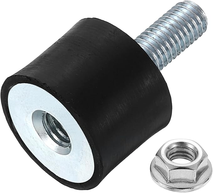 uxcell M8 Rubber Mounts, 1Pcs 25x20mm(DxH) Rubber Cylindrical Anti Vibration Isolator Shock Absorber with Lock Nut for Car Bobbin Generator Air Compressors