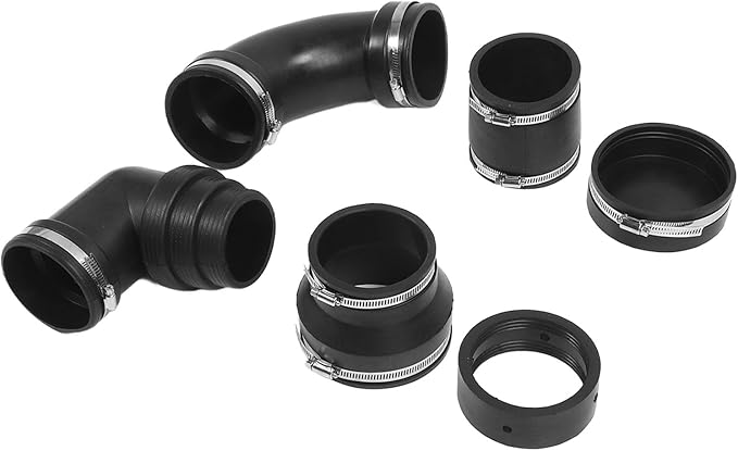 GOTOTOP RV Sewer Hose Adapter, Leakproof Flexible Joints Fittings with Gate Valve Bushing 4x3in 3x3in Adapters 90 Elbow, Complete RV Waste Plumbing Connection System for Trailer Camping
