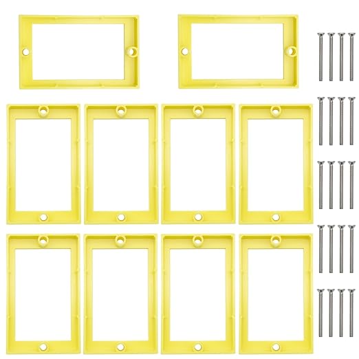 Single Gang Outlet Box Extender for Electrical Outlet Box & Electrical Outlet Switches, Includes Installation Screws,Electrical Box Extender for House Decoration, Yellow,10pack
