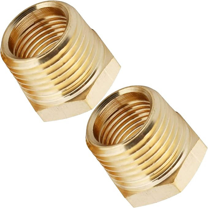 2pcs 1/2" NPT Male x 1/4" NPT Female Brass Reducer Hex Bushing Threaded Fitting Adapter by CX WONDERLAND