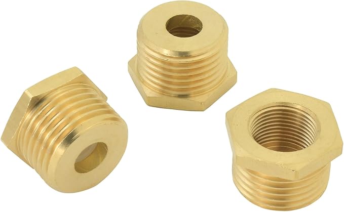 1/2 to 3/8 inch reducer faucet adapter - compressed brass pipe fittings, 3/8 "female to 1/2" male water supply pipe adapter for RV kitchen water supply pipes, compatible with 3 pipe fittings