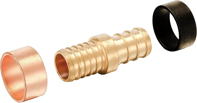 EFIELD 1/2" Pex X 1/2" Polybutylene Transition Coupling Crimp Brass Fittings With Rings For Connect Pex and PB Pipe, 20-Pack,(PEX1807496)
