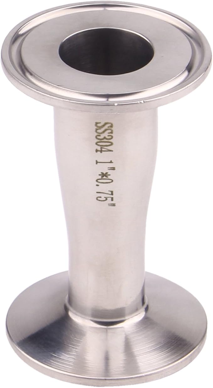 DERNORD Sanitary Fitting Reducer Fitting SUS304 Tri Clamp Ferrule Style 1" Tube OD to 3/4" Tube OD