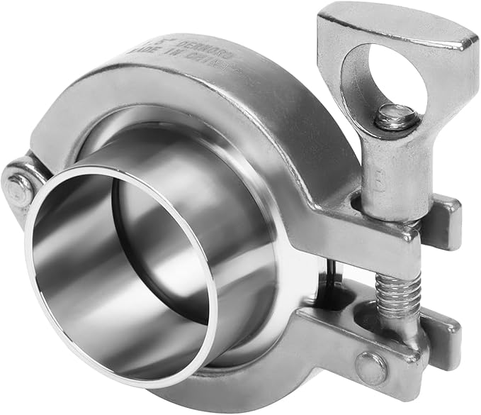 DERNORD 1.5" Sanitary Pipe Fittings Set, Stainless Steel End Cap + Weld Ferrule + Tri Clamp + FKM Gasket