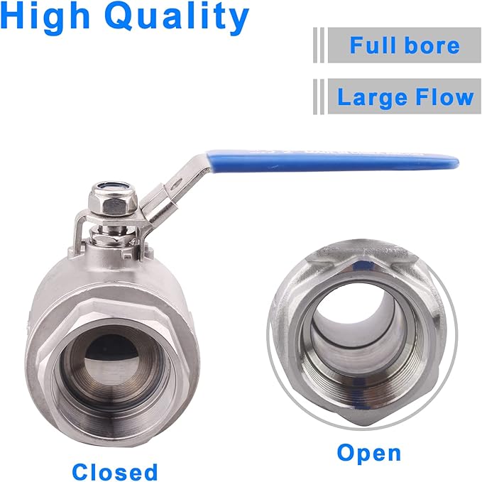 DERNORD Stainless Steel 304 Ball Valve, Full Port Heavy Duty for WOG with Locking Device (3" NPT)
