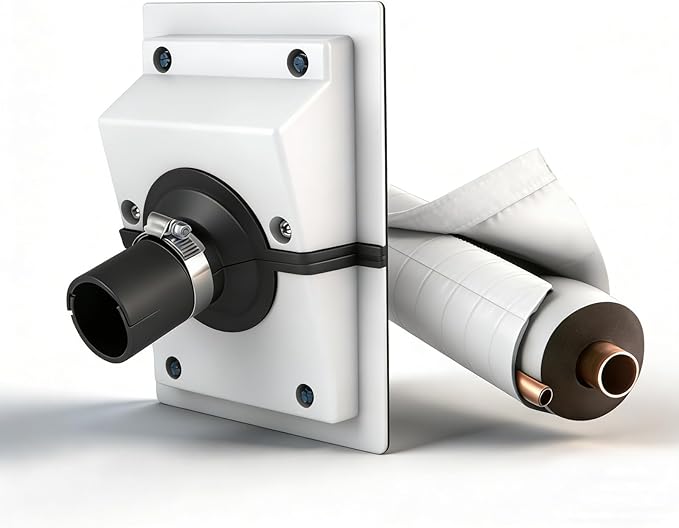 HVAC Wall Penetration Cover & Line Set Cover Kit - Professional Seal and Protection Sleeve for Indoor & Outdoor Mini Split Air Conditioner Pipes Outlet Retrofit 2-3/8", White