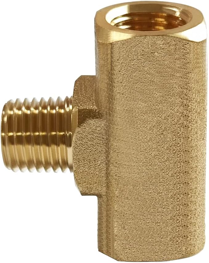 2PCS Brass Tee Pipe Fitting 1/4" NPT Female x 1/4" NPT Male x 1/4" NPT Female for Water/Oil/Gas