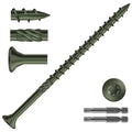 #10 x 3-1/2" Deck Screws (230Pcs) 4lb. Carbon Steel, Green, Flat Head, Rust Resistant epoxy Coated, with T25 Star Bit