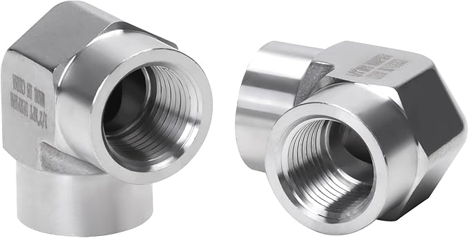 90 Degree Street Elbow - 1/2" NPT Female to 1/2" NPT Female Stainless Steel 304 Heavy Duty Forged Barstock Street Elbow Adapter Pipe Fitting (pack of 2)
