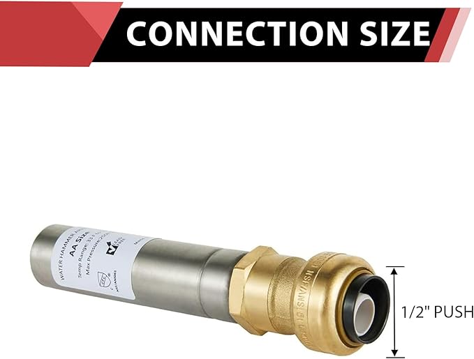 EFIELD MH-151-A1, Stainless Steel Water Hammer Arrestor 1/2-Inch Push-Fit to Connect Pex, Copper, CPVC, Free Disconnect Clip Tool,(HAMMER007)