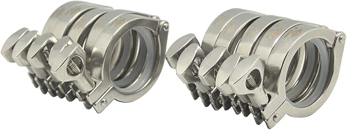 QiiMii Single Pin Heavy Duty 10 Pcs Tri Clamps with Wing Nut Ferrule TC 2 Inch Stainless Steel 304 Sanitary Fittings with Silicone Gasket
