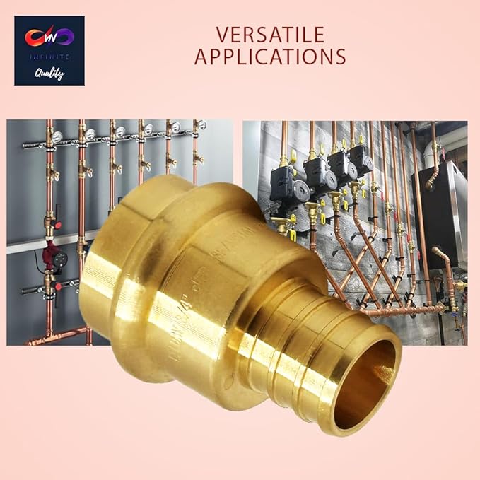 1/2 Inch PEX Coupling Brass Adapters for Copper - 1/2 inch Press - PEX Pipe Connection Press Fittings 1/2" (Pack of 5)