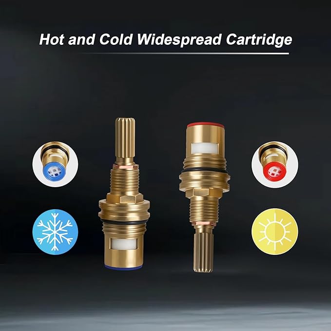 Ceramic Valve Set Compatible with Cold and Hot Widespread Cartridge Replace#: Brass 1-001 & Brass 1-002