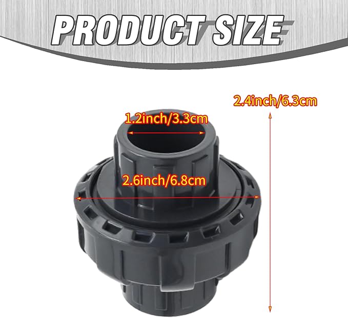 Anxingo 4Pcs 1 inch Union Coupling Pipe Fittings with O-ring, Schedule 80, Slip Union Coupling Adapter for Swimming Pools Outdoor Application