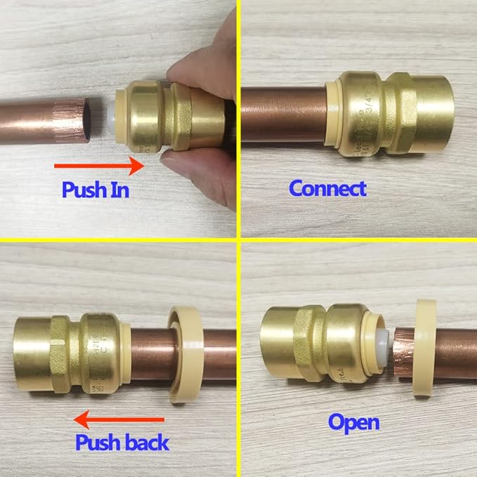 HQMPC Pex Fitting 3/4" Straight Coupling Push Fit PEX Fittings Female, Push-to-Connect Copper, CPVC, No Pb Brass Plumbing Fittings (2PCS 3/4")