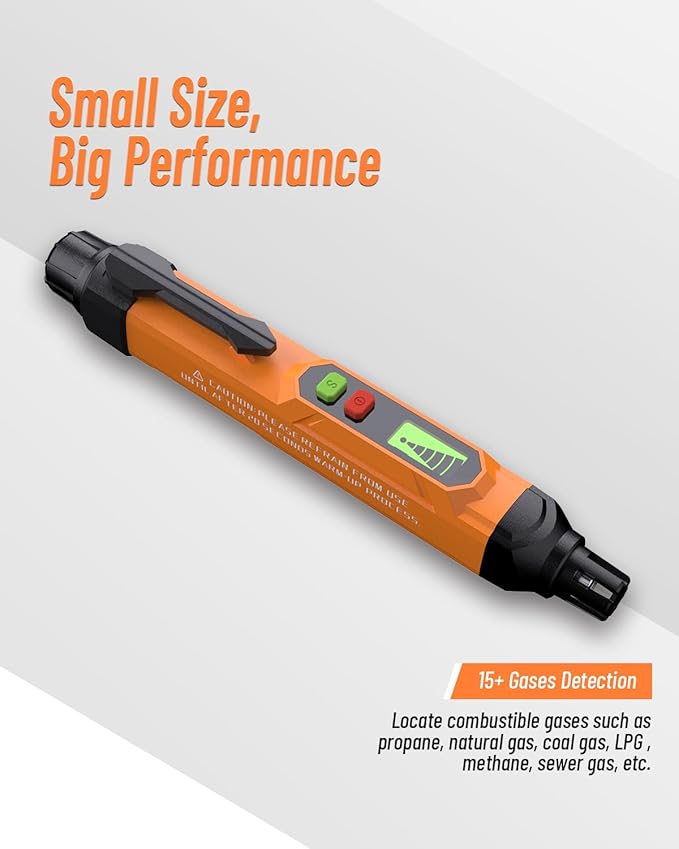 Gas Leak Detector; VITITE Propane and Natural Gas Detector; Mini Portable Gas Alarm to Locate Combustible Gas Leak Sources for Home and RV (Includes 2 Batteries & Carrying Pouch) - Orange 2Pack