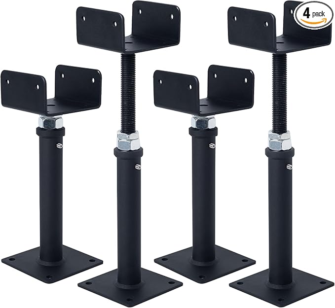 4 Pack U-Shaped Floor Jack, Heavy Duty Adjustable Steel Telepost with U-Head for 4x2, 4x4, 4x6 Joists, 9-13 Inch Adjustment Range, Screw Jack Post for Beam Support & Leveling