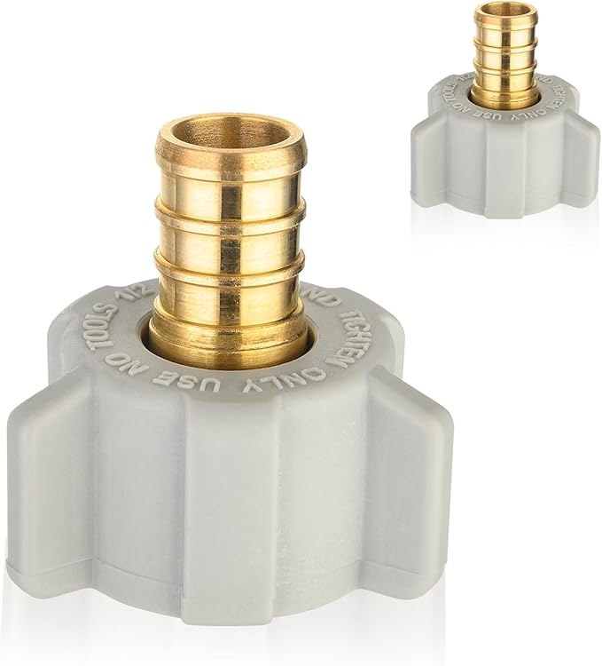100-Pack HeSun PEX Fittings, 1/2" Pex x 1/2" Female NPT Swivel Adapter, Brass Crimp Fitting for ASTM F1807(PEX1807202-100)
