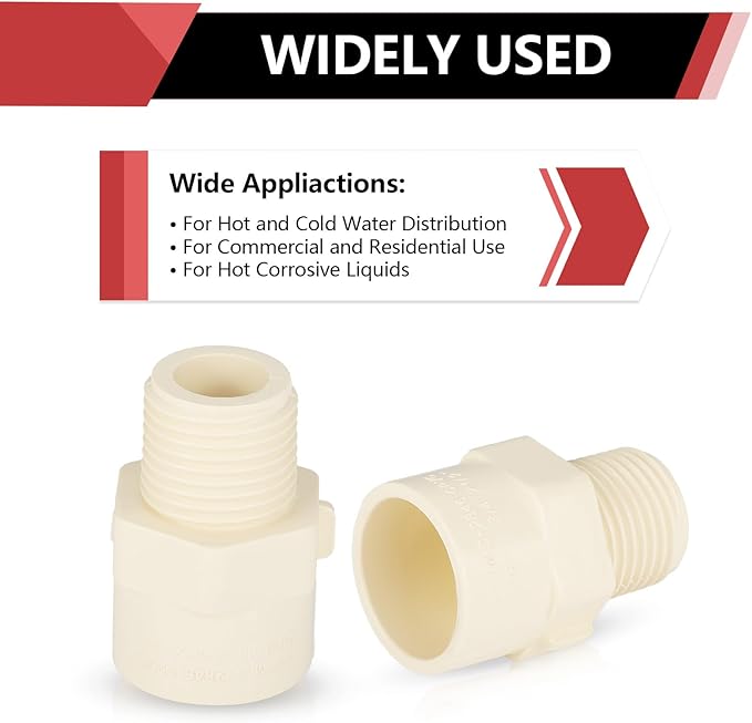 (30 Pack) EFIELD CPVC CTS Male Adapter Fittings, 3/4" Slip x 1/2" Male Thread,(CPVC036-5-30PCS)