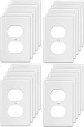 Duplex Wall Plates 1-Gang Switch Outlet Electrical Cover Plate Unbreakable Thermoplastic Faceplate for Light Receptacle Outlet Switch, White (20 Pack)