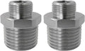 2PCS 1/2 to 3/8 Reducer Faucet Adapter, Stainless Steel 3/8 Compression Pipe Fitting, 3/8 Male to 1/2 Male Supply Line Adapter for RV Faucet Kitchen Plumbing, Water Hose Pipe Connector