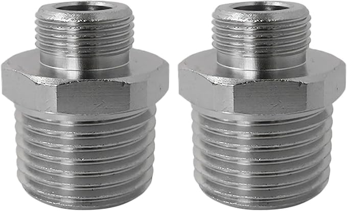 Complete Adapter Set for DIY Plumbing, 1/2 to 3/8 Male Reducer (2 Pack) with Sealing Washers, Solid Brass for RV & Home Faucet Hose