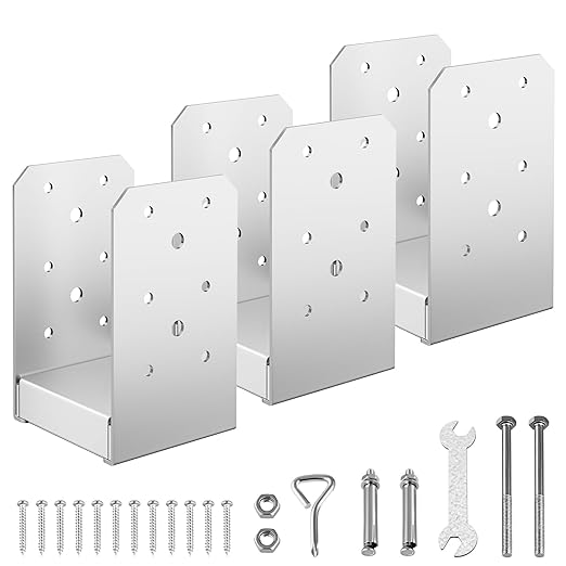 4"x 4" Post Base, 3Pcs Stainless Steel Adjustable Post Anchor Bracket (Internal 3.5 x 3.5), Adjustable Post Base for Pavilion Deck Porch Handrail Railing Support Decorative Anchor Plate