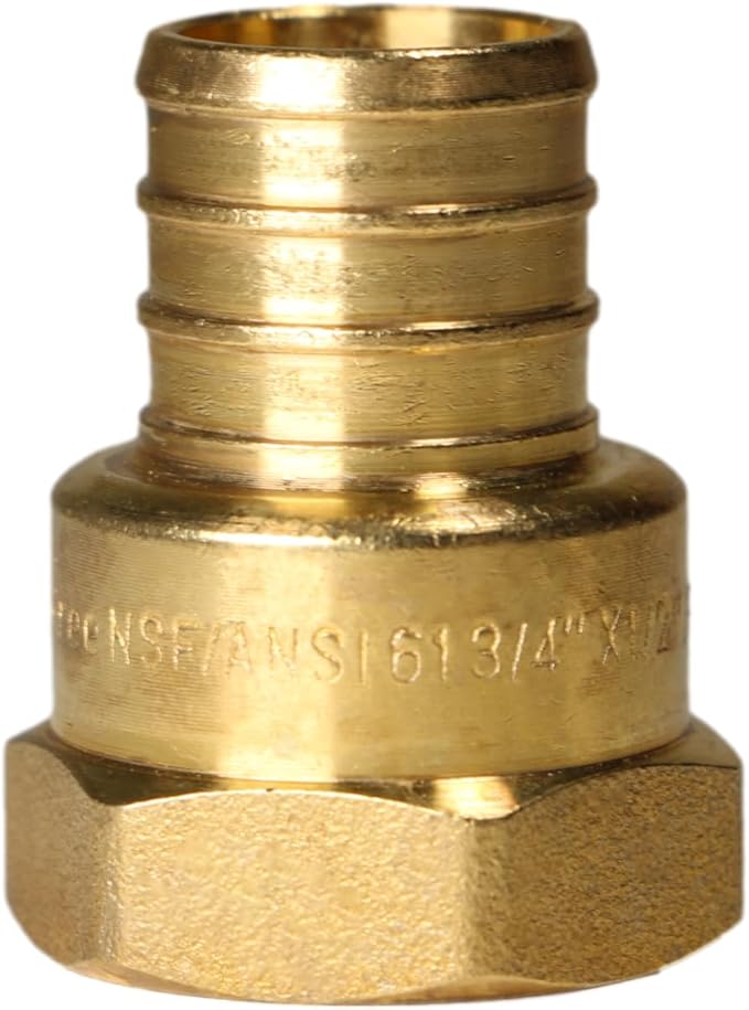 XFITTING 3/4 inch Pex x 1/2 inch Female NPT Threaded Adapter, Pex B Crimp Female Adapter, Brass, Full Port, 2 Pieces