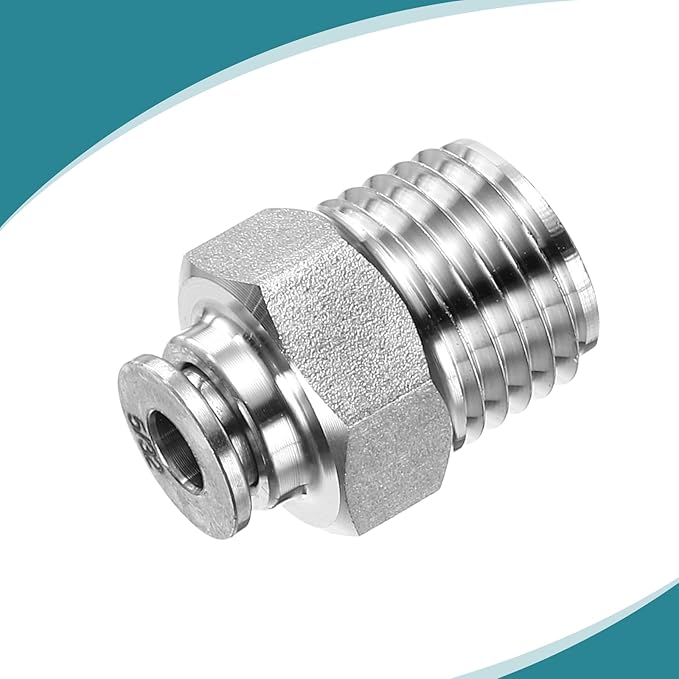 HARFINGTON Push to Connect Fittings 5/32" Tube OD x 1/4" NPT Thread Male Straight Union Fittings 304 Stainless Steel Quick Connect Pneumatic Accessories for Trailers Air Brake System