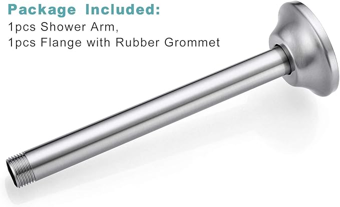 BESTILL 8 Inch Ceiling Mount Rain Shower Head Arm and Flange, Brushed Nickel