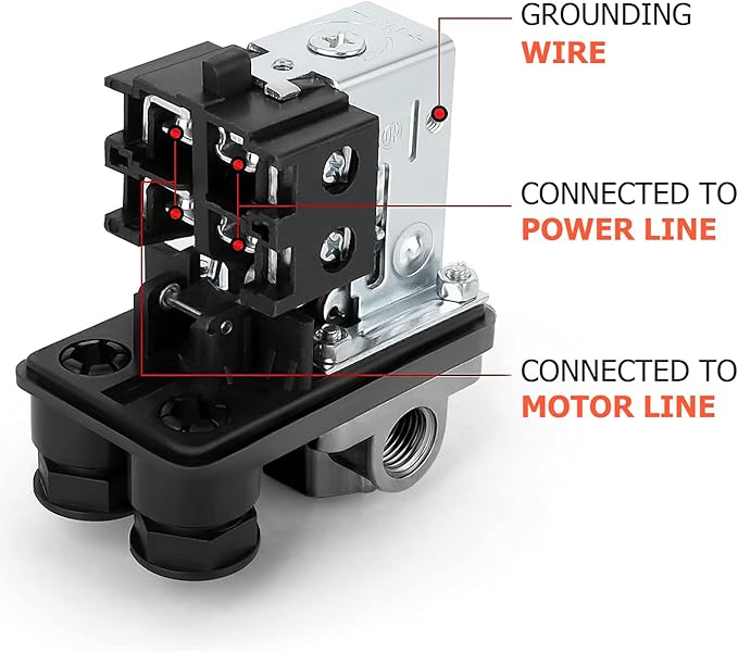 Preciva Air Compressor Pressure Switch Control Valve with 4 Way Valve Air Pressure Regulator 0-180PSI / Safety Pressure Relief Valve/Threads Pipe & Plug