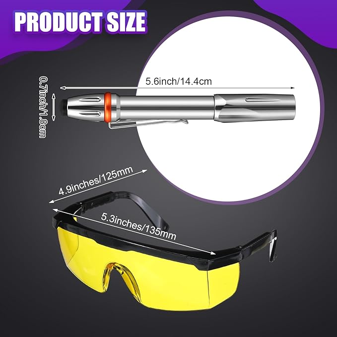 Air Conditioner Leak Detector Tool AC Leak Automotive Kit UV Light Oil Dye Detection with Protective Glasses for Dog/Cat Urine, Dry Stains, Bed Bug, Resin Curing(Pen)