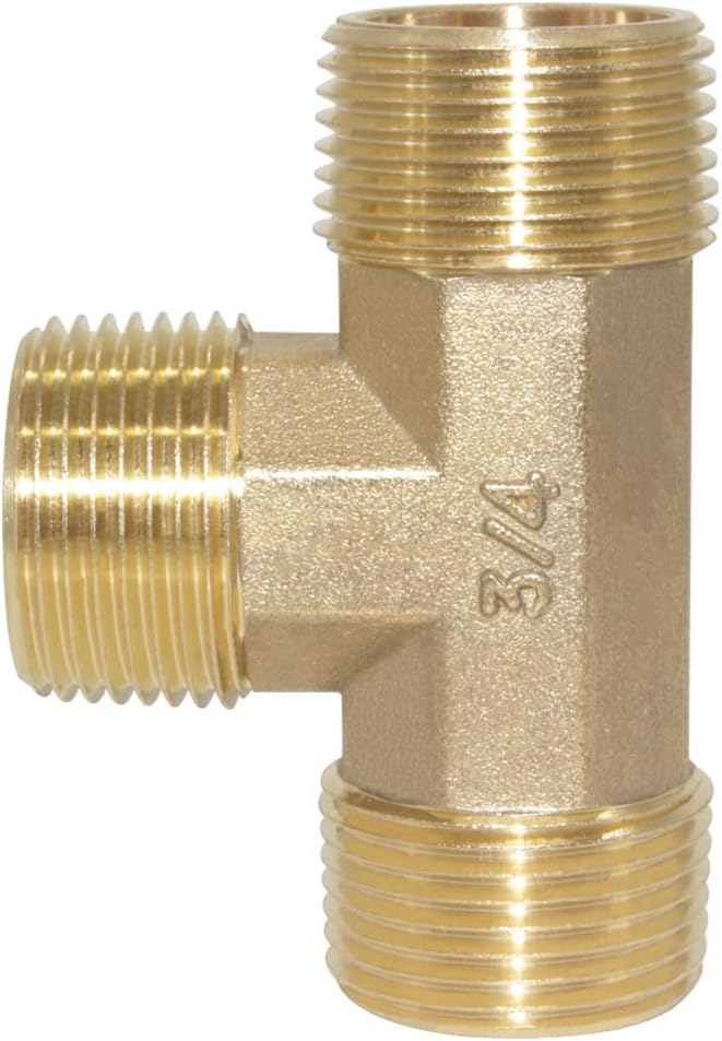 Joywayus Brass Pipe Fitting Barstock Street Tee T 3 Way NPT 3/4" Male x 3/4" Male x 3/4" Male Adapter