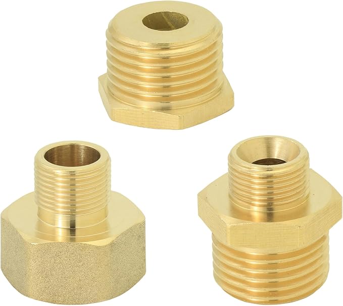 1/2 to 3/8 inch reducer faucet adapter - compressed brass pipe fittings, 3/8 "to 1/2" water supply pipe adapter for RV kitchen water supply pipes, compatible with 3 types of water pipe fittings each