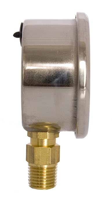 2" Oil Filled Pressure Gauge - Stainless Steel Case, Brass, 1/4" NPT, Lower Mount Connection, 0-600PSI