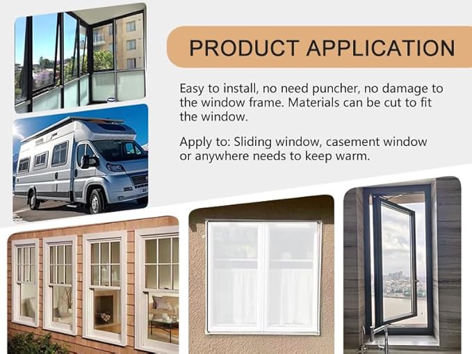 DIY Magnetic Window Insulation kit Frosted Film with White Frame Max 47"X51"Fits Any Size Smaller