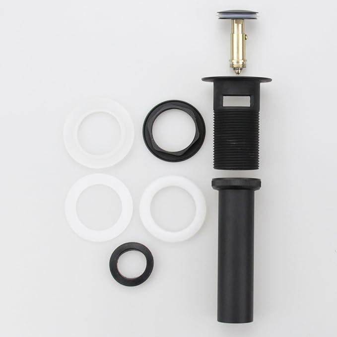 Pop Up Drain Stopper with Overflow, Bathroom Lavatory Vanity Vessel Sink Drain, Black