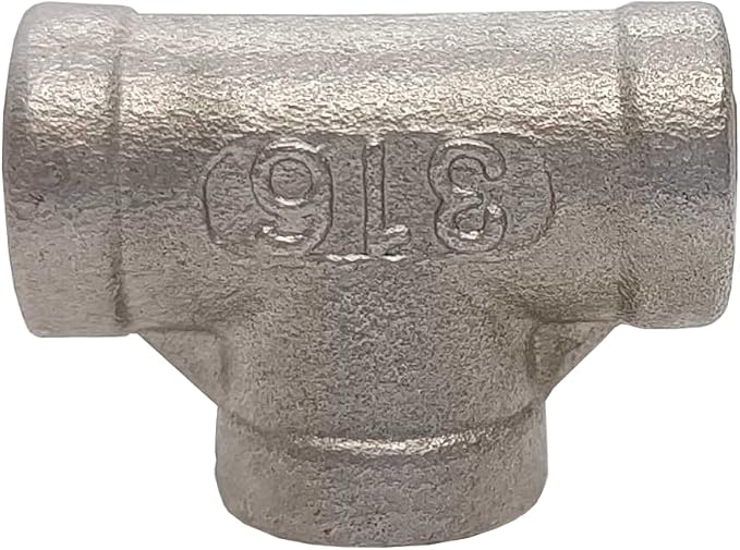 AF Hydro Stainless Steel SS316 Equal Tee Pipe Fitting, 2 1/2''NPT Female Thread, Pressure Rating up to 150 PSI, Class 150 Connector Adapter