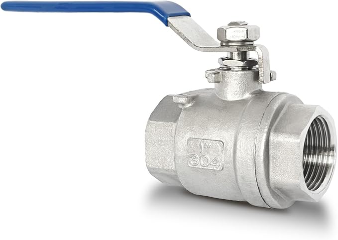 1" NPT Full Port Ball Valve, Female x Female Thread 2-Piece Heavy Duty Ball Valve with Blue Locking Handles 1000WOG for Water Oil Gas (1", DN25)