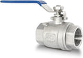 1" NPT Full Port Ball Valve, Female x Female Thread 2-Piece Heavy Duty Ball Valve with Blue Locking Handles 1000WOG for Water Oil Gas (1", DN25)