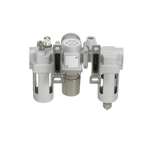 PneumaticPlus SAU300A-N03G - Dual Air System 3/8" NPT - Compressed Air Filter, Pressure Regulator & Lubricator w/Additional Free Air Port 1/4" NPT - Manual Drain, Poly Bowl
