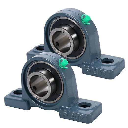 2 Pack UCP207-20 Pillow Block Bearing, 1-1/4 inch Bore Pillow Block Mounted Ball Bearings, Solid Cast Iron Base, Self-Alignment, Heavy Duty