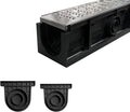 Channel Drain with 304 Stainless Steel Grate-39.4Lx6.1Wx5.5H in. Deep Profile Trench Drain System for Landscaping,Anti Corrosion A15 Drainage System with Metal Grate for Patio Commercial
