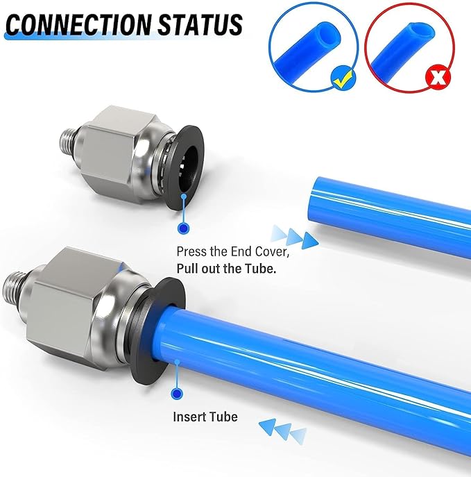 TAILONZ PNEUMATIC Male Straight 3/16 Inch Tube OD x 10-32 Inch UNF Thread Push to Connect Fittings PC-3/16-U10 (Pack of 2)