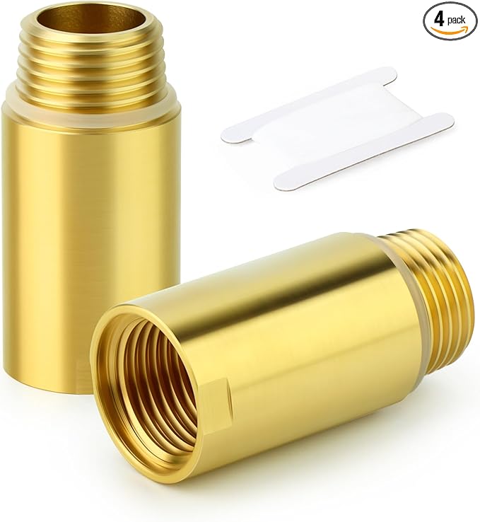 GASHER 4Pcs Brass Pipe Plumbing Adapter with Rubber O-ring, 1/2" NPT Male x 1/2" NPT Female Pipe Fitting Coupler,Length 2 Inch