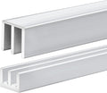 Landical 1 Set 4 Ft Long Metal Sliding Door Track Set for 1/8" Thick Panels Glass Cabinet Door Hardware System Window Sliding Track Quick Easy Installation (Silver)