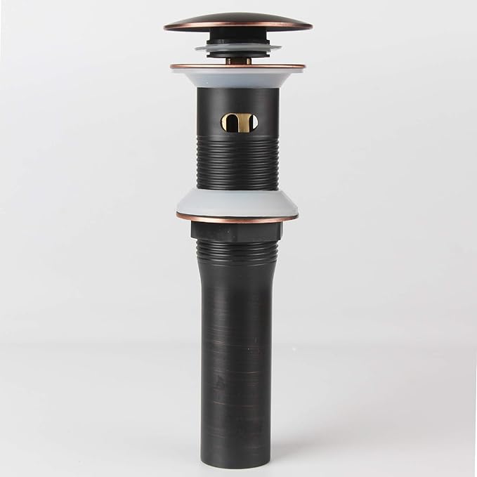 Oil Rubbed Bronze Pop Up Sink Drain, Vanity Bathroom Vessel Lavatory Faucet Detachable Basket Drain Stopper, ORB with Overflow